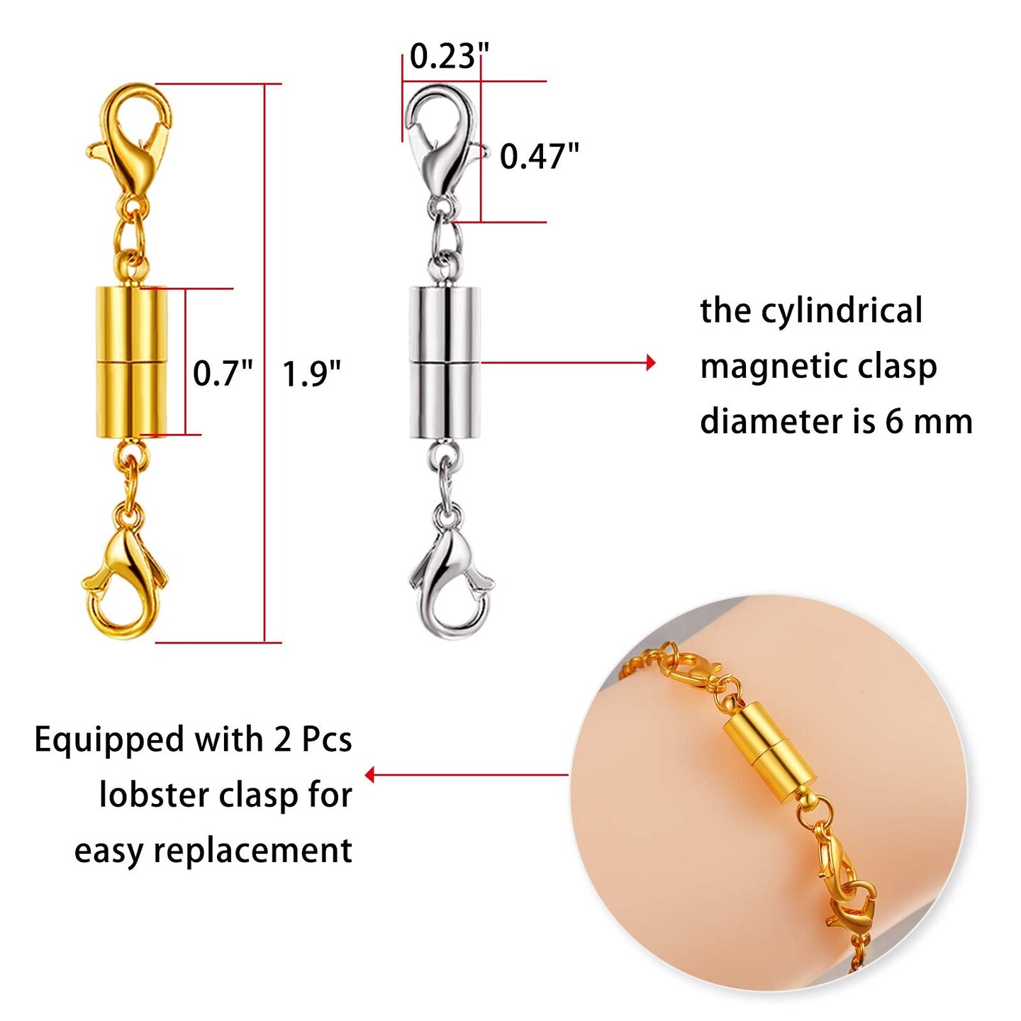 30 Pcs Gold and Silver Necklace Clasps Magnetic Jewelry Locking Clasps and Closures Bracelet Lobster Clasp Connector for DIY Necklace Bracelet Jewelry Crafts Making Supplies