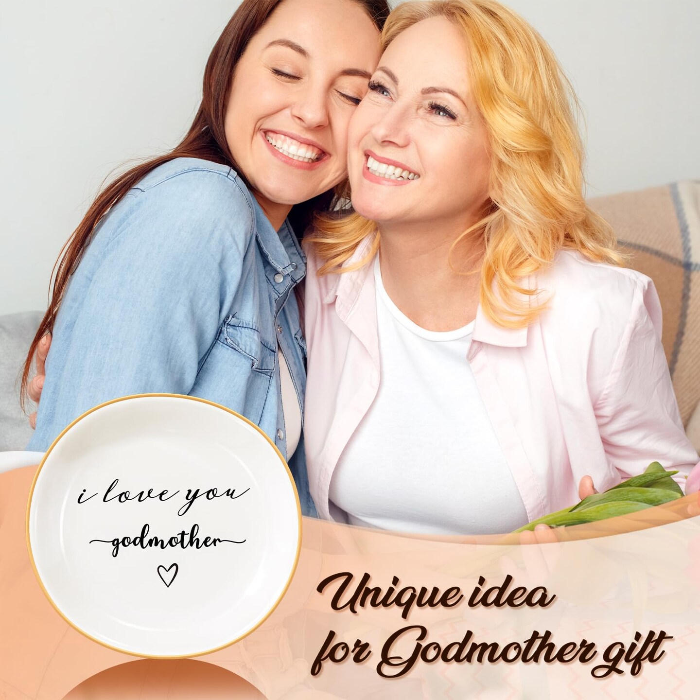 Godmother Gifts: I Love You Ring Dish for Godmother Proposal, Birthday, Mother's Day, Christmas & Wedding