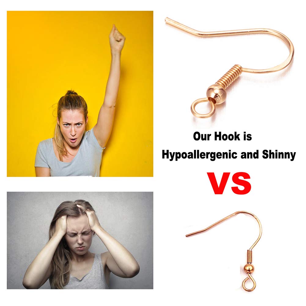Earring Hooks for Jewelry Making - 120 pcs/60 Pairs Hypoallergenic 14K Gold Ear Wires Fish Hooks for Jewelry Making, Jewelry findings Parts with 120 pcs Rubber Earring Backs Stopper for DIY Earrings