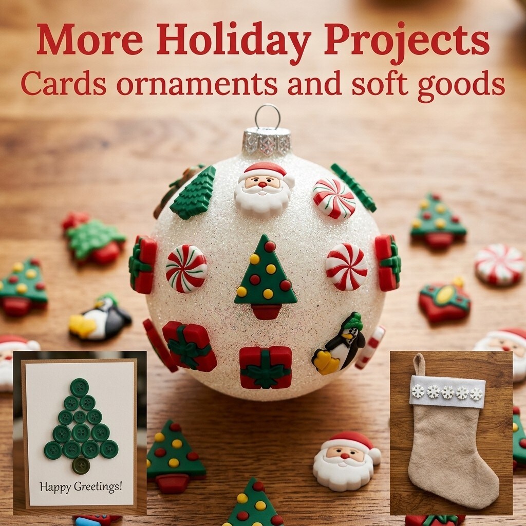 Buttons Galore Assorted Christmas Buttons for Sewing & Crafts - 50+ Buttons - Set of 6 Packs - Christmas Set 1