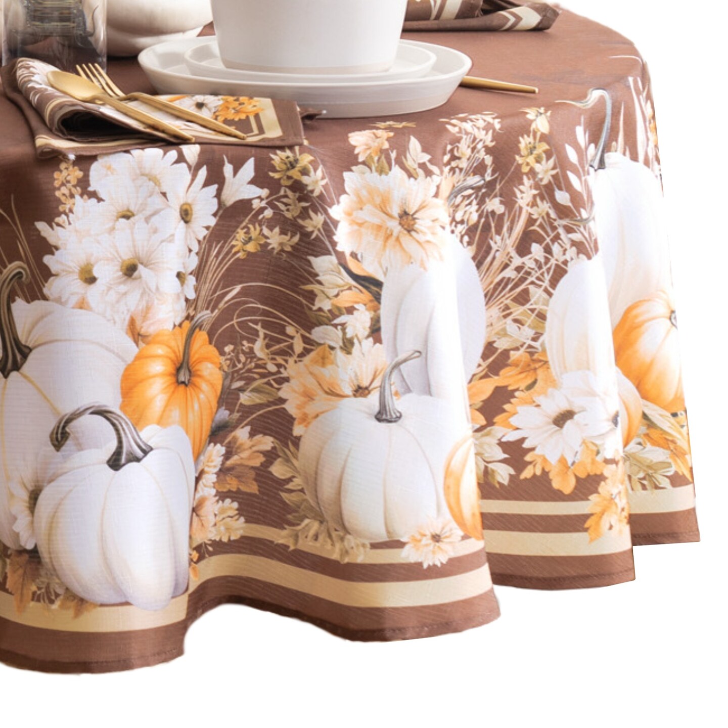Threadmade Home Wheatland Harvest Fall Oval Tablecloth, Multicolor - 60"W x 84"L Oval