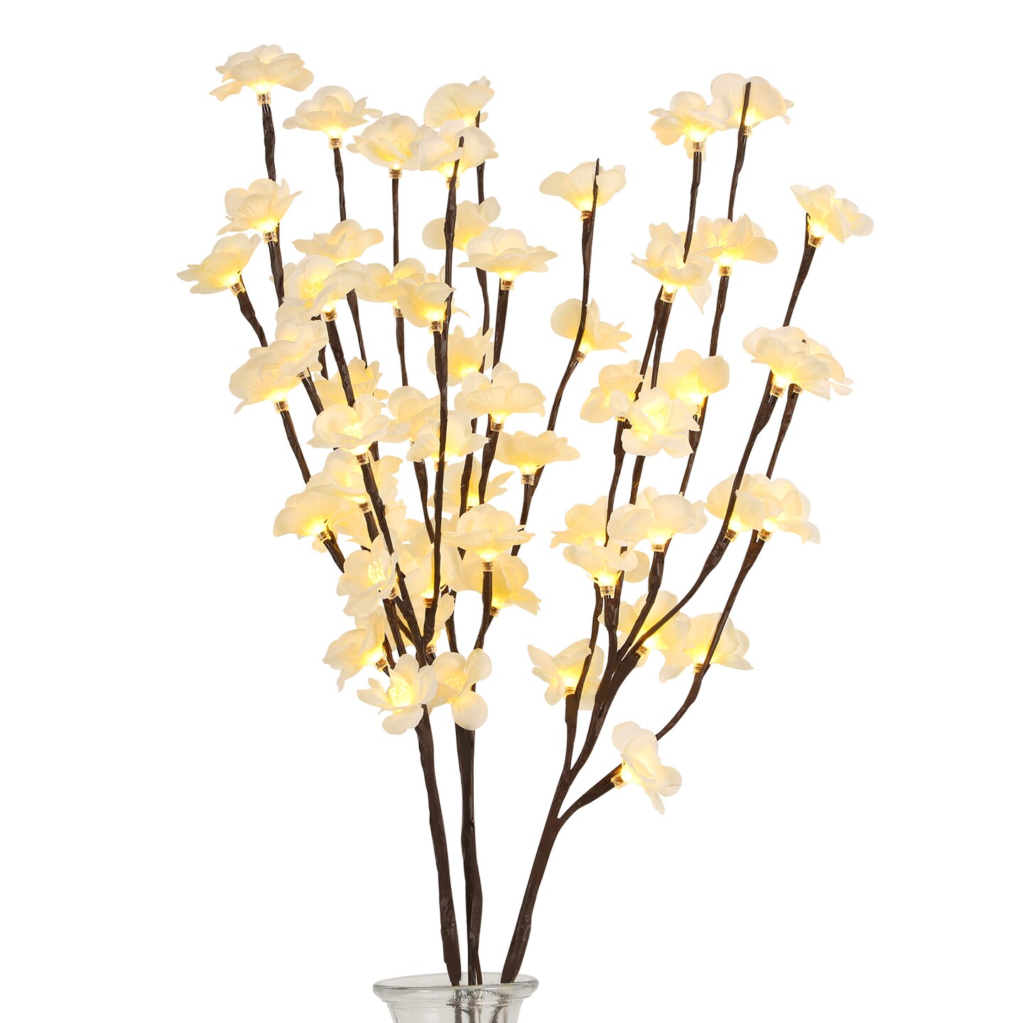 Warm White LED Lighted Magnolia Branches, Battery Operated Flower Lights for Vase Decor