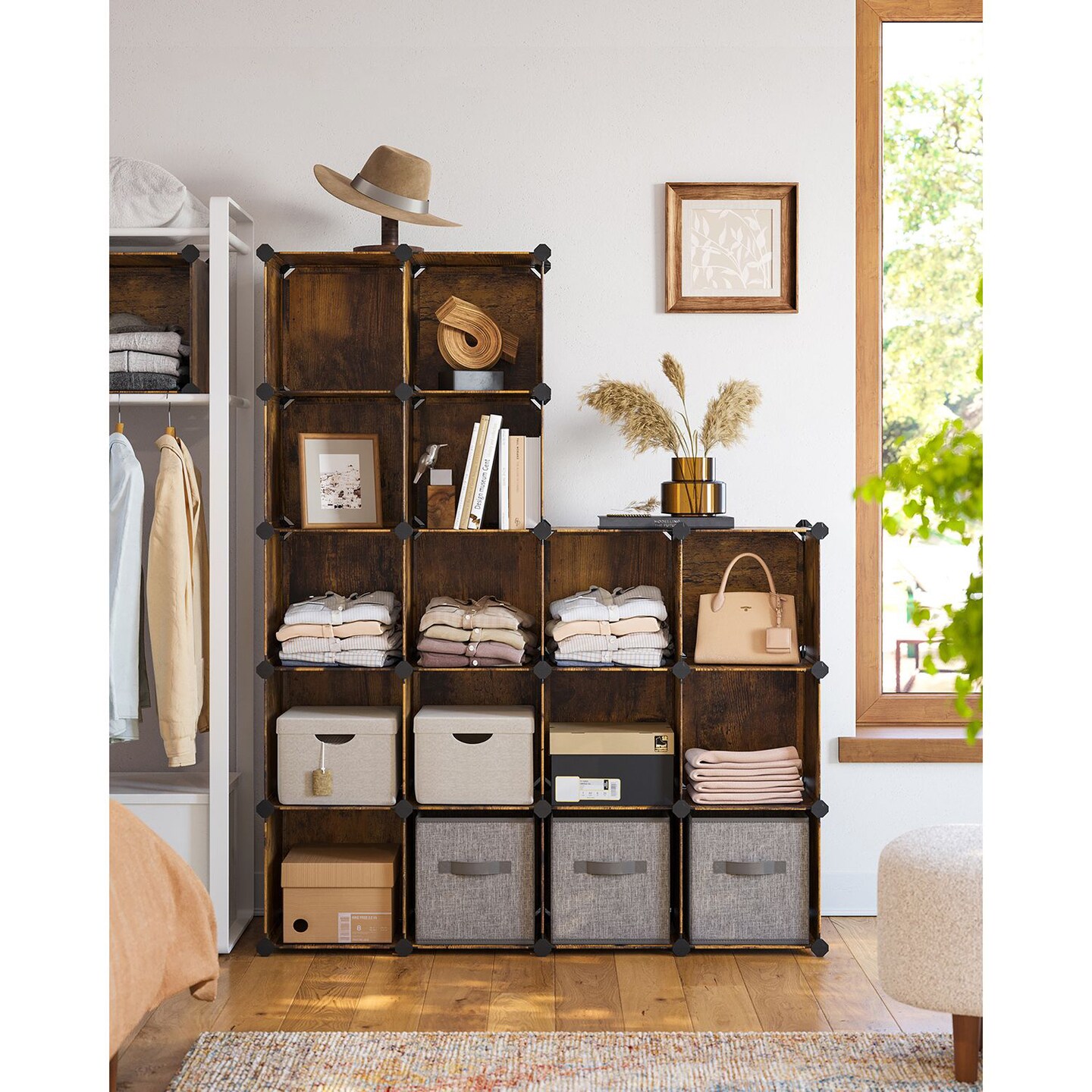 Cube Storage Organizer 12 Cube Modular Shelving Unit DIY Closet Storage Rack With Panels Room Divider Space Saving