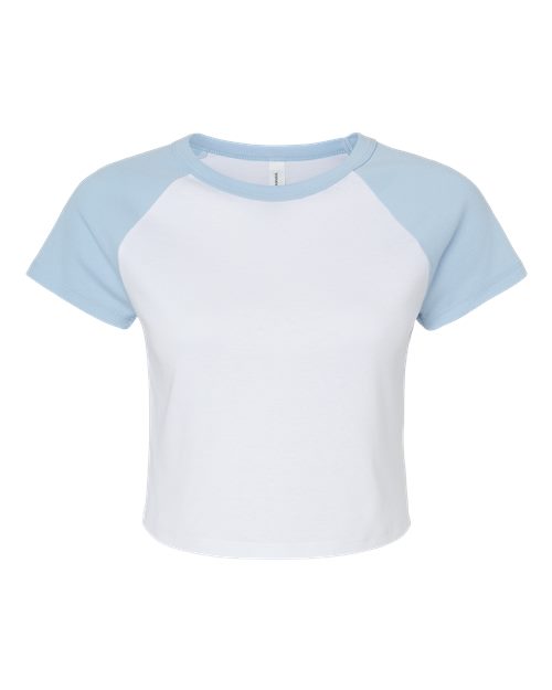 BELLA+CANVAS Ladies Micro Rib Raglan Baby Short Sleeve Tee for Casual Wear, Streetwear & Cropped Fit Style