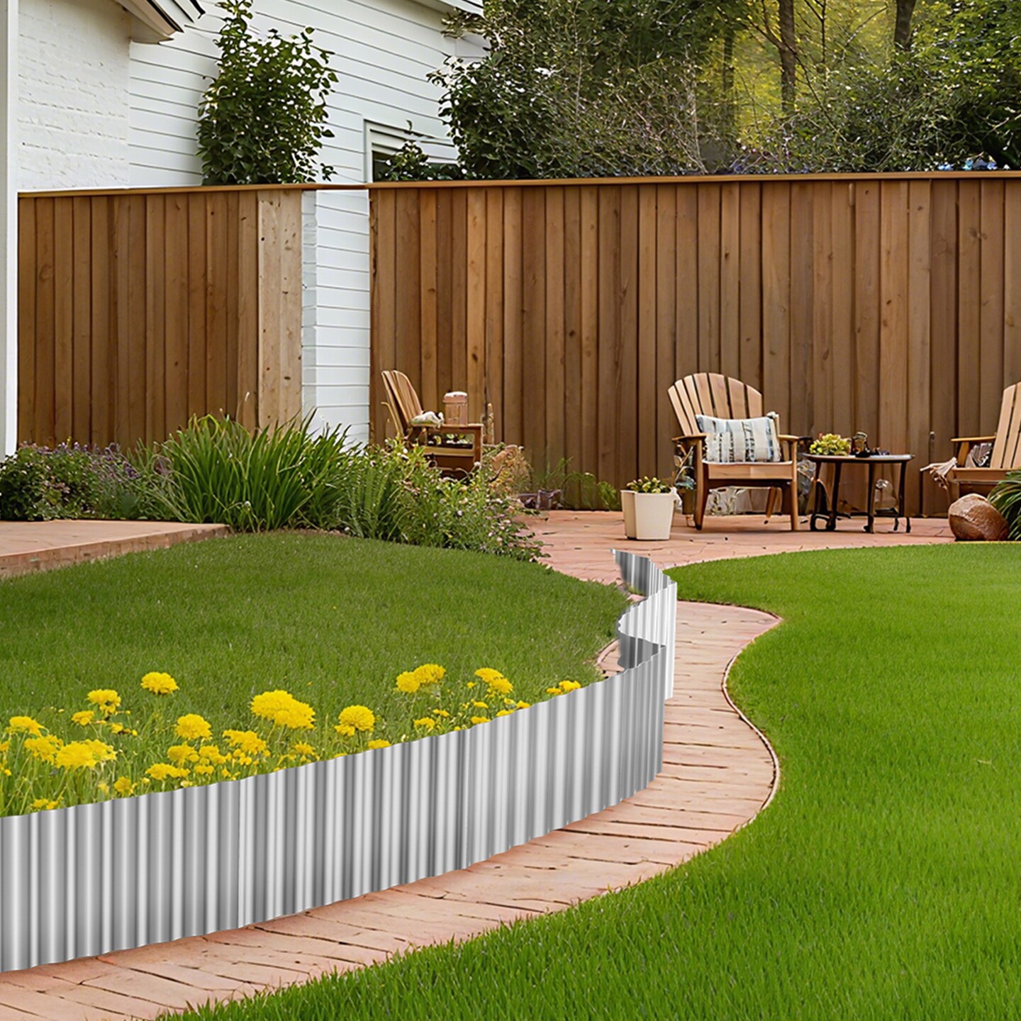 240" Galvanized Metal Garden Edging, 6" Tall Corrugated Landscape Border for Flower Beds & Pathways