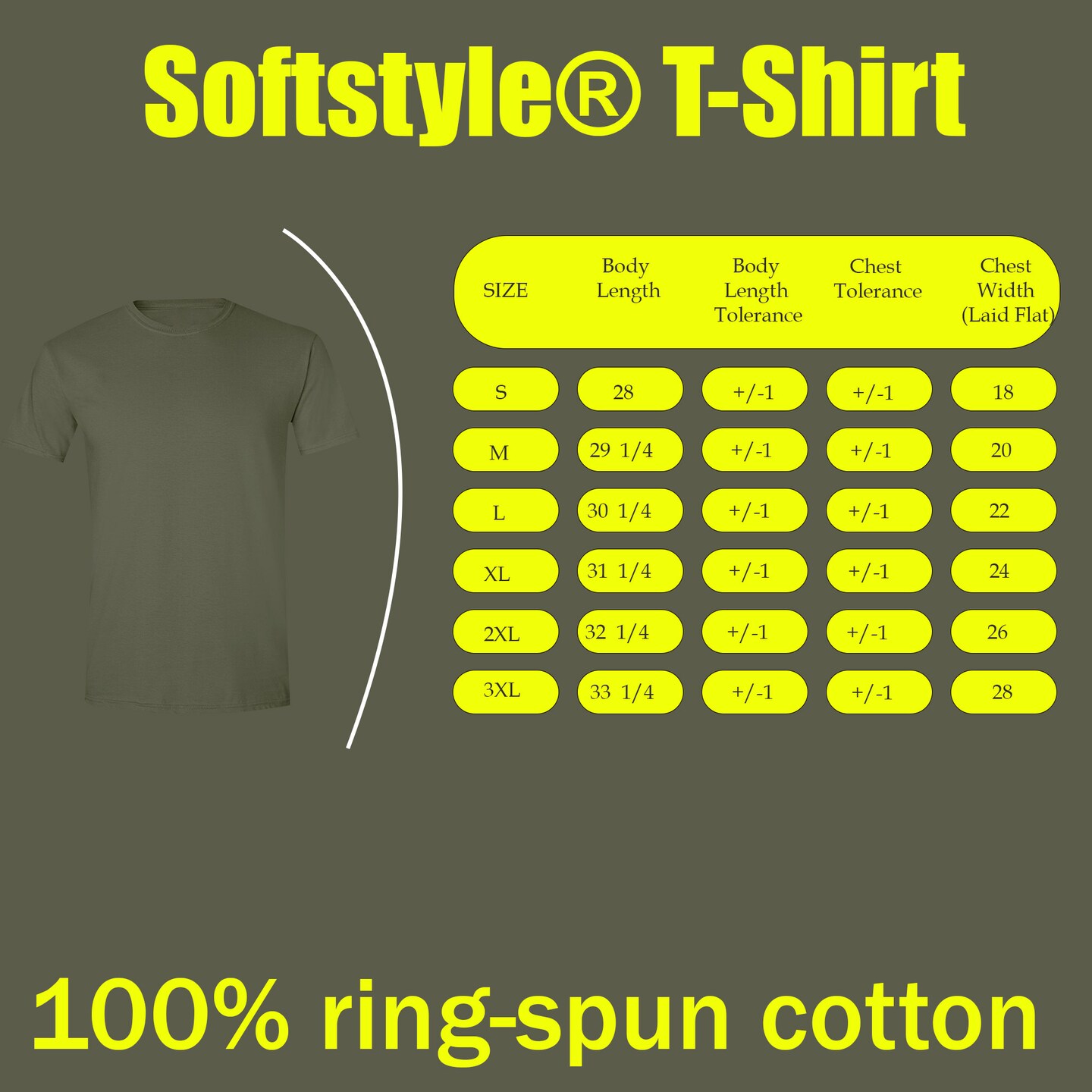 Gildan Men's Softstyle Short Sleeve Blank T-Shirt for DIY Printing & Craft Projects, Military Green