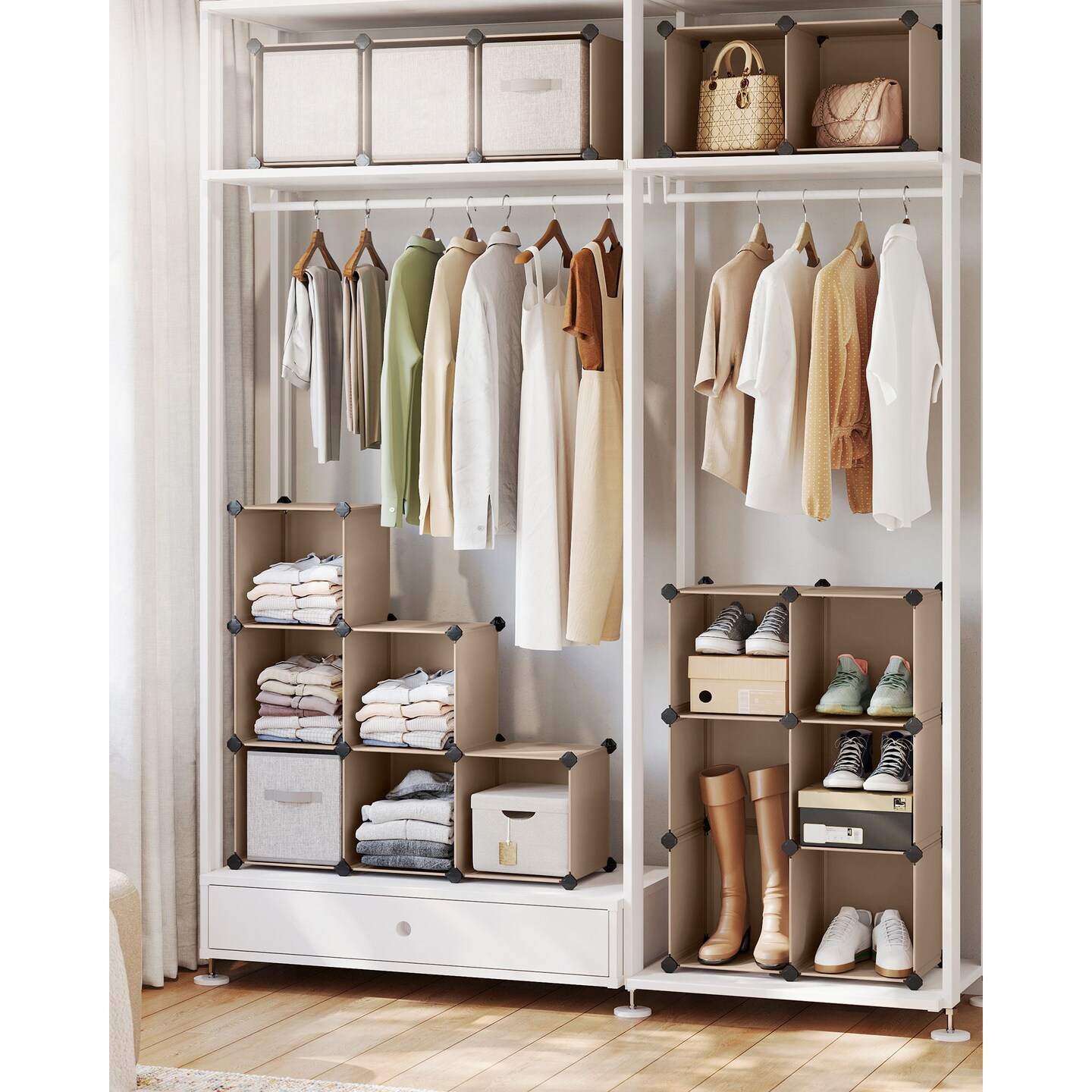 Cube Storage Organizer 12 Cube Modular Shelving Unit DIY Closet Storage Rack With Panels Room Divider Space Saving