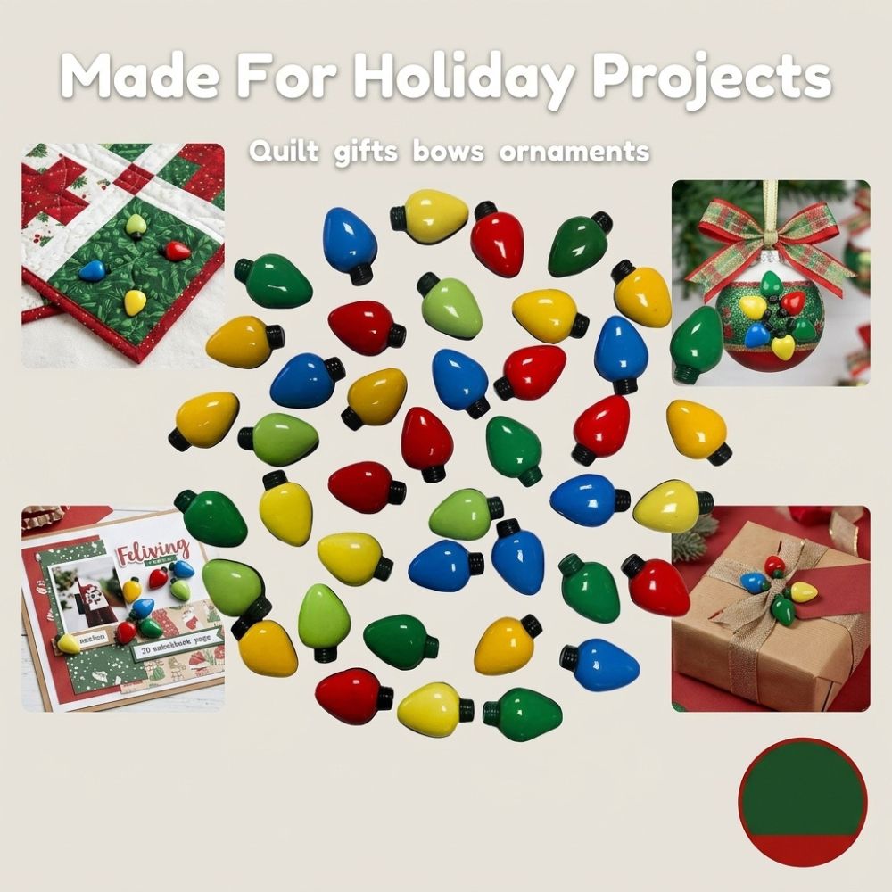 Buttons Galore 50+ Christmas Lights Button Super Value Pack for DIY Craft and Sewing Projects