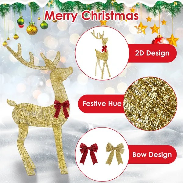 Lighted Christmas Reindeer & Sleigh Decoration – Outdoor/Indoor Holiday Display with 8 Lighting Modes