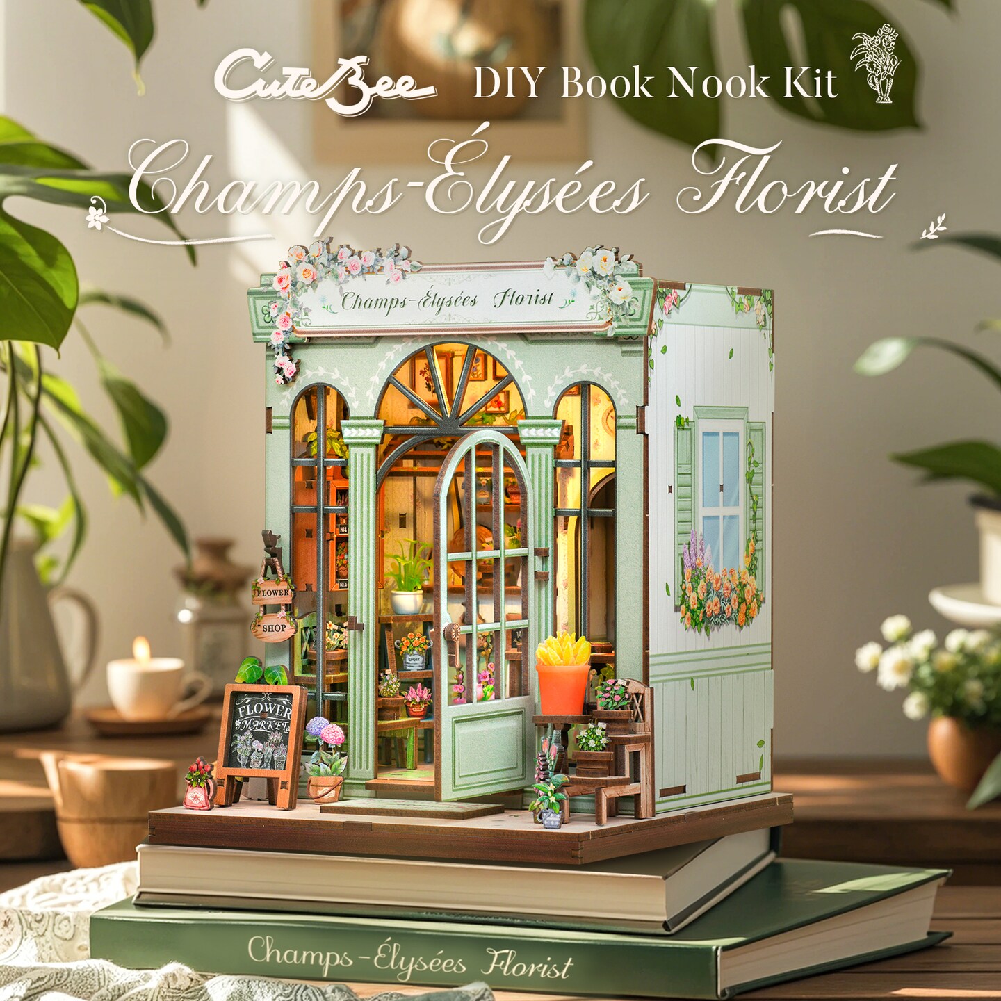 CUTEBEE® Book Nook Kit Champs-Élysées Florist DIY Miniature House