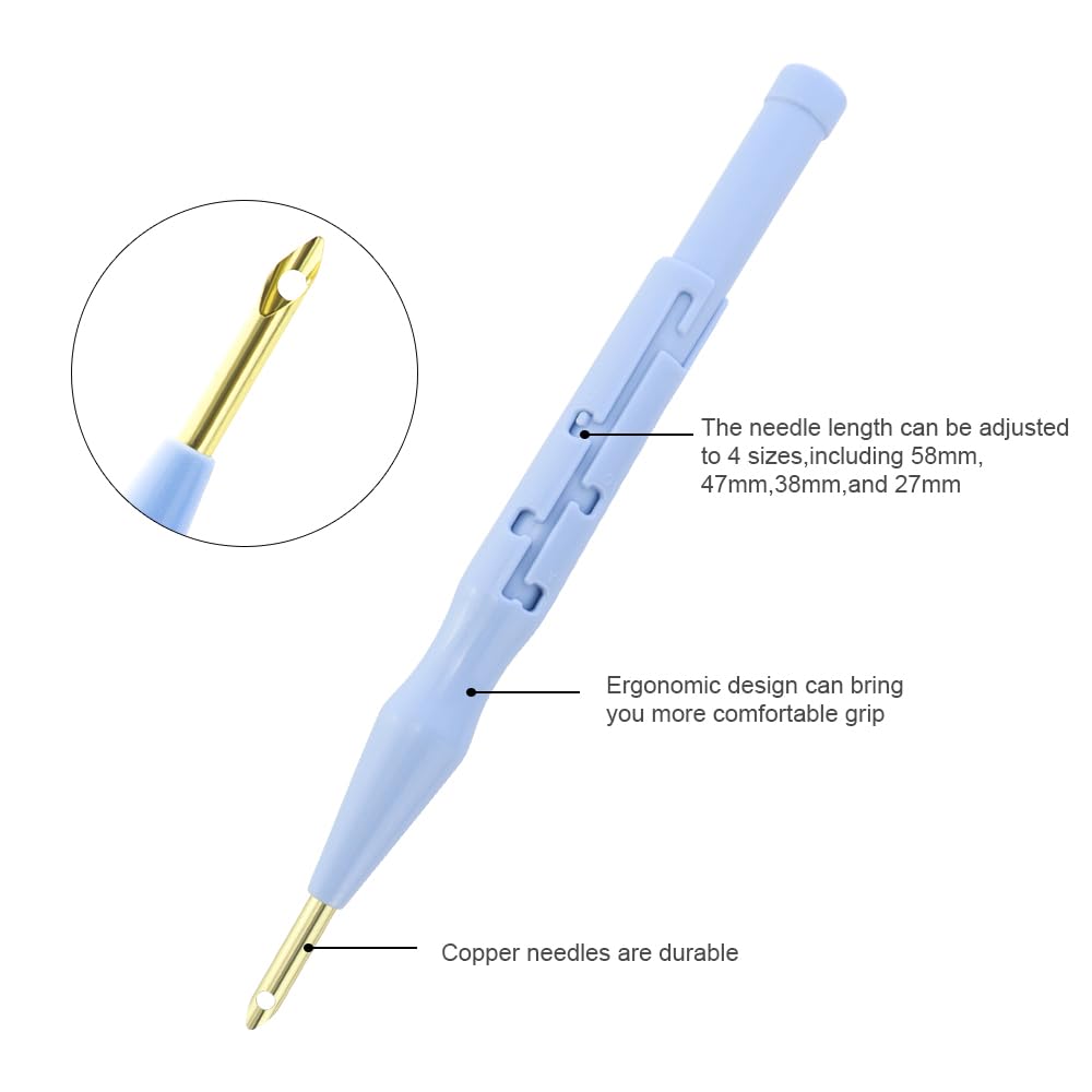 2 Pack Adjustable Embroidery Punch Needle Pen Tool, Felting Threader for Rug DIY Handmade Art Crafts Stitching Applique Embellishment