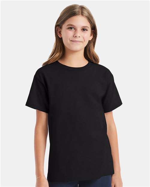 Hanes Essential-T Youth Crewneck Short Sleeve T-Shirt for School, Casual & Team Wear