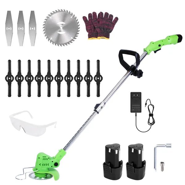 Cordless Grass Trimmer 12V Rechargeable Lawn Mower – Adjustable Electric Weed Wacker with 3 Blade Types