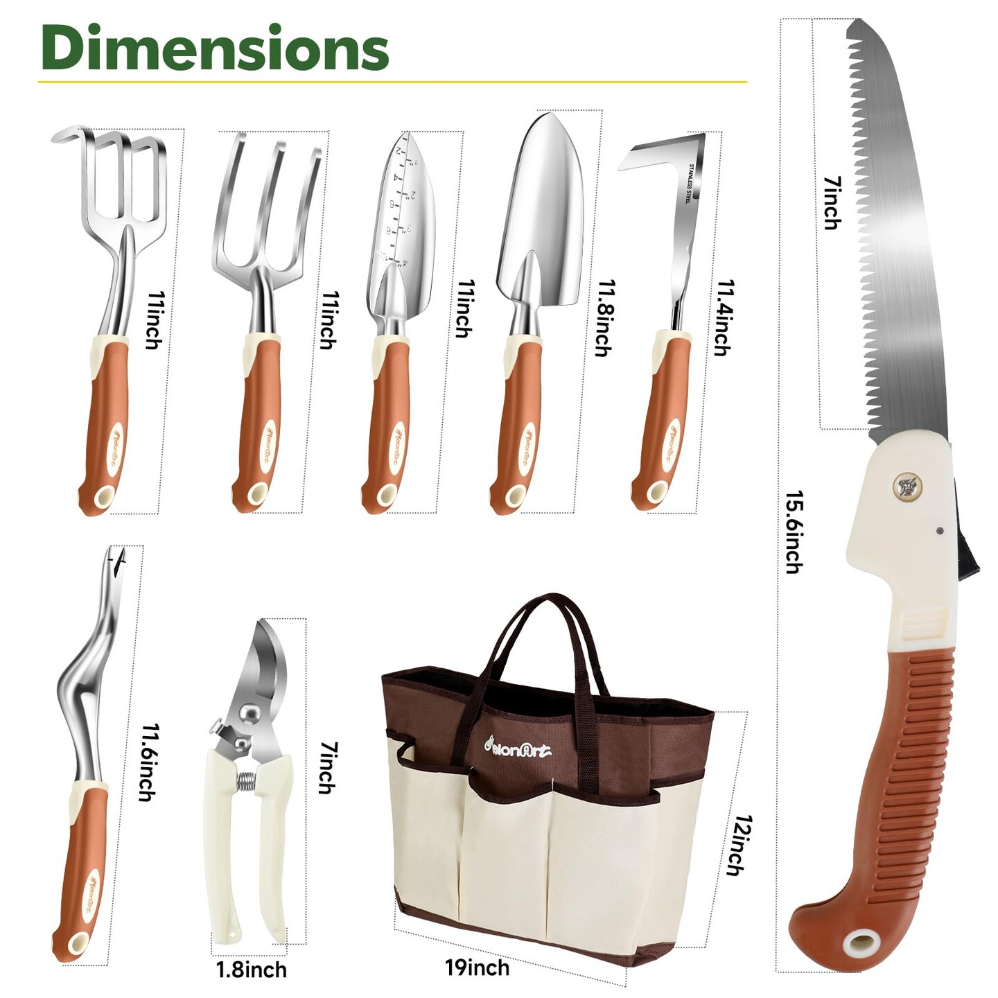 Garden Tool Set,10 Pcs Heavy Duty Gardening Hand Tool Kit for Women Aluminum with Non Slip Ergonomic Handle, Storage Tote Bag and Gardening Gloves, Ideal Gifts for Women and Men