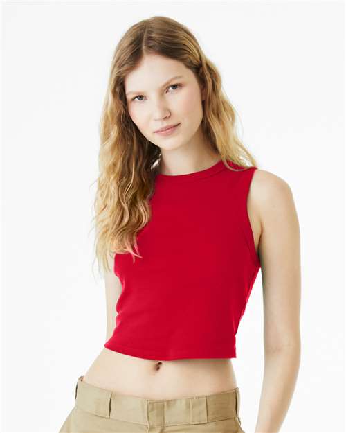 BELLA + CANVAS Women’s Micro Rib Sleeveless Muscle Crop Tank for Gym Wear & Custom Print Fitted Crop Top