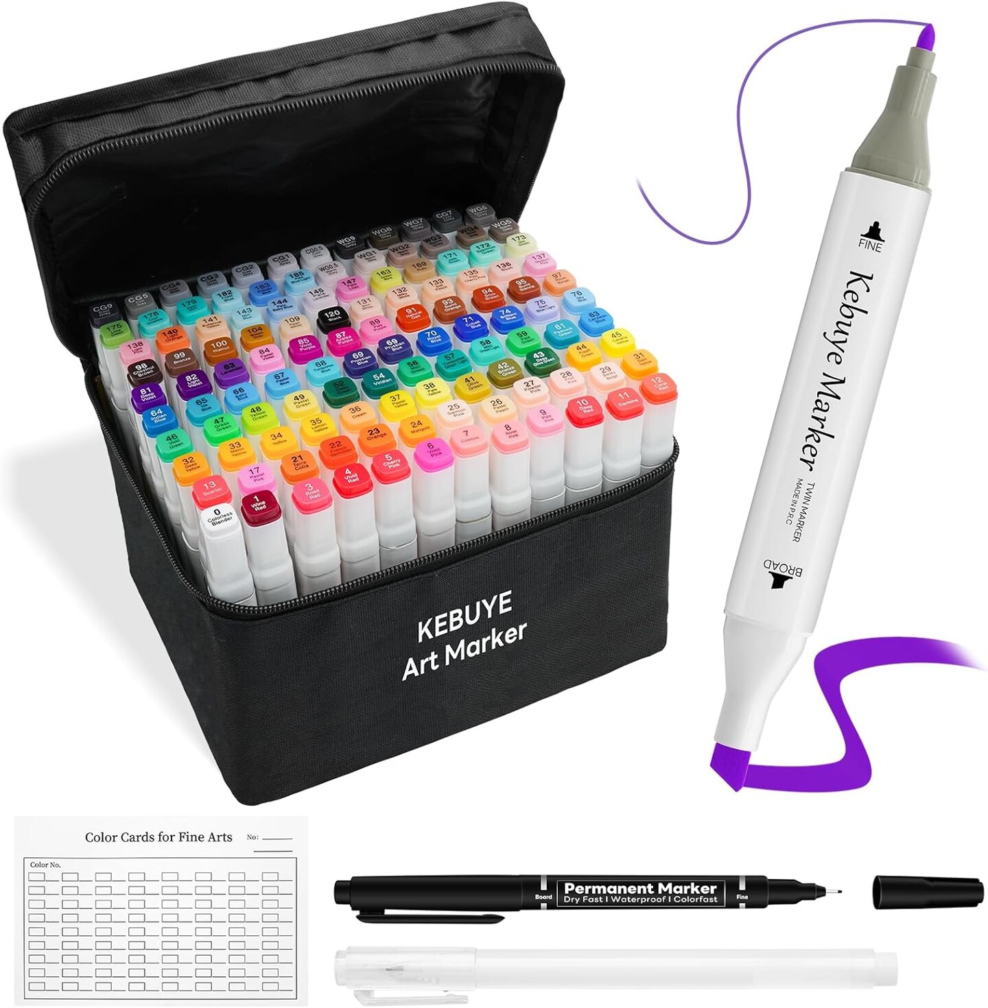 120-Color Dual-Tip Alcohol Marker Set – Professional Art Markers for Drawing, Blending & Coloring