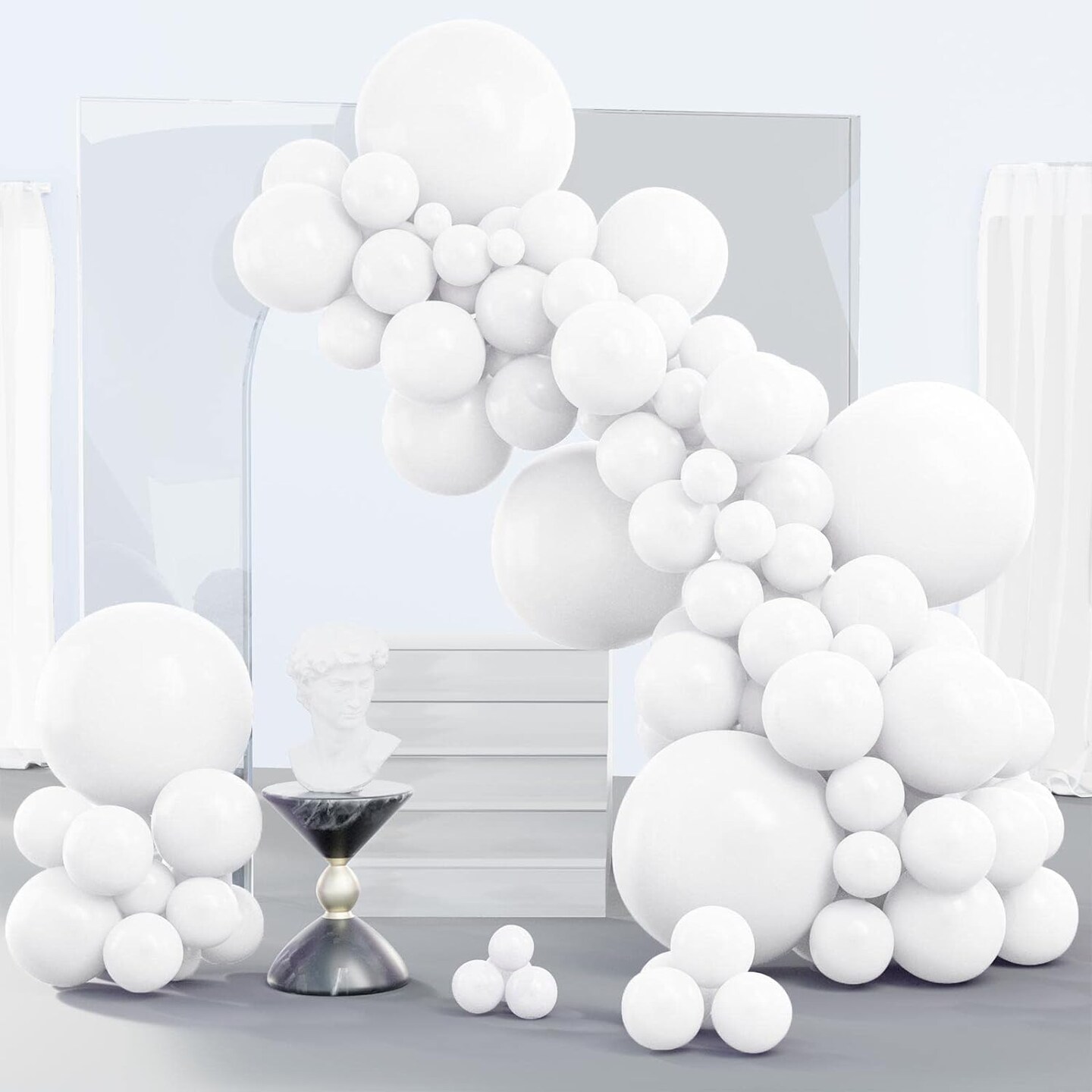 White Balloons, 140 pcs Matte White Balloons Different Sizes Pack of 18 Inch 12 Inch 10 Inch 5 Inch White Balloons for Balloon Garland or Balloon Arch as Birthday Party Decorations, White-Y13