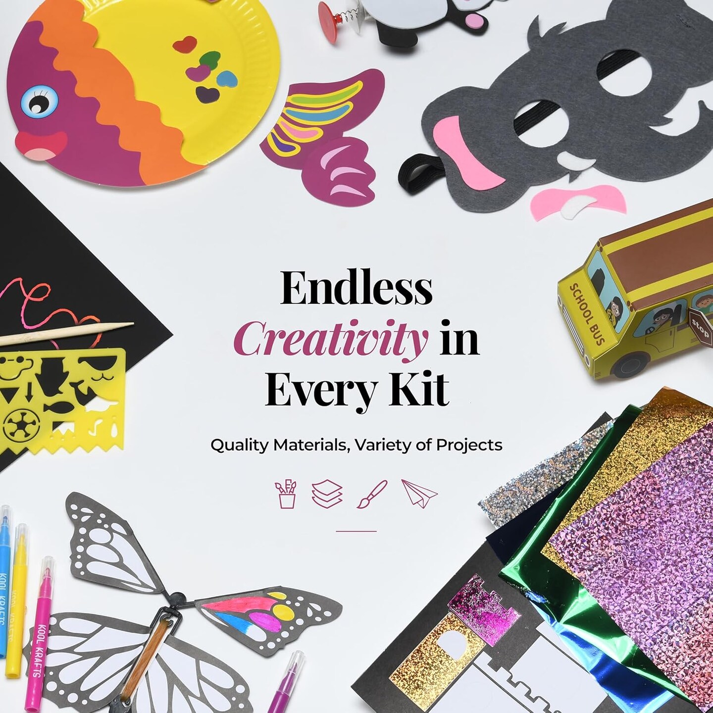 20 Arts &#x26; Crafts Kit for Kids, All-Inclusive, No Mess Craft Kits &#x26; Supplies for Boys &#x26; Girls &#x2013; DIY Creative Activity, Easy Step-by-Step Guide, Individually Packaged Crafts, Christmas Gift, Travel Gift