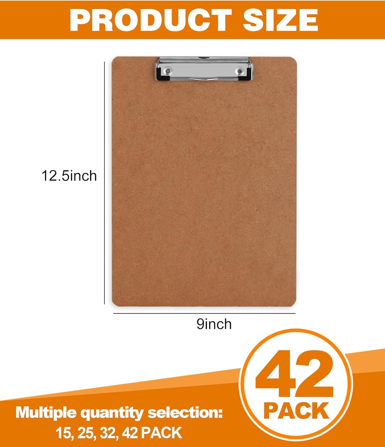42-Pack Hardboard Clipboards – A4 Letter Size, Eco-Friendly Office Supplies