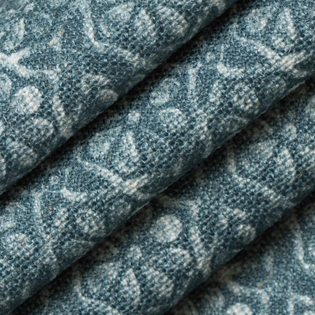 Aqua Performance Pet Friendly Small Scale Linen Look Print Upholstery Fabric by The Yard - SKU: Talon Teal