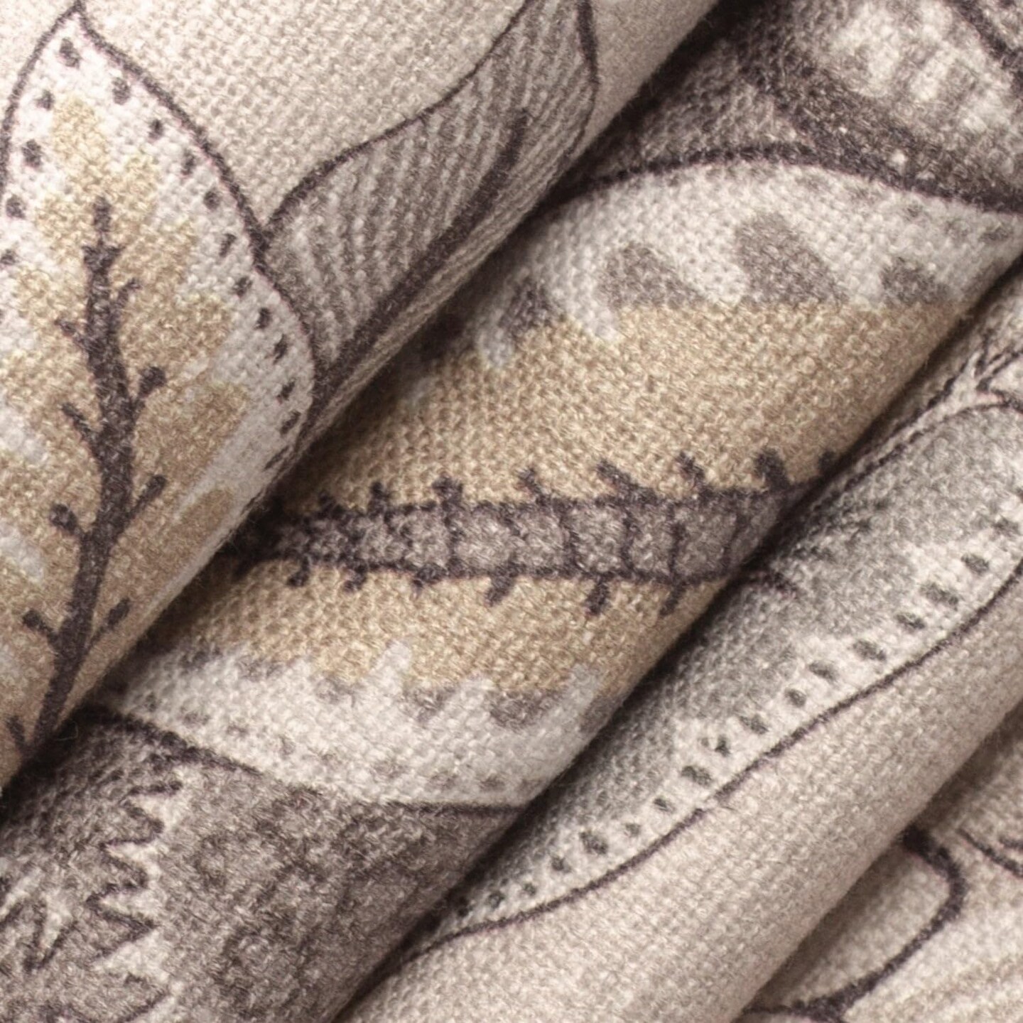 Beige Taupe Performance Grade Eco-Friendly Linen Look Print Upholstery Fabric by The Yard - SKU: Anika Dove