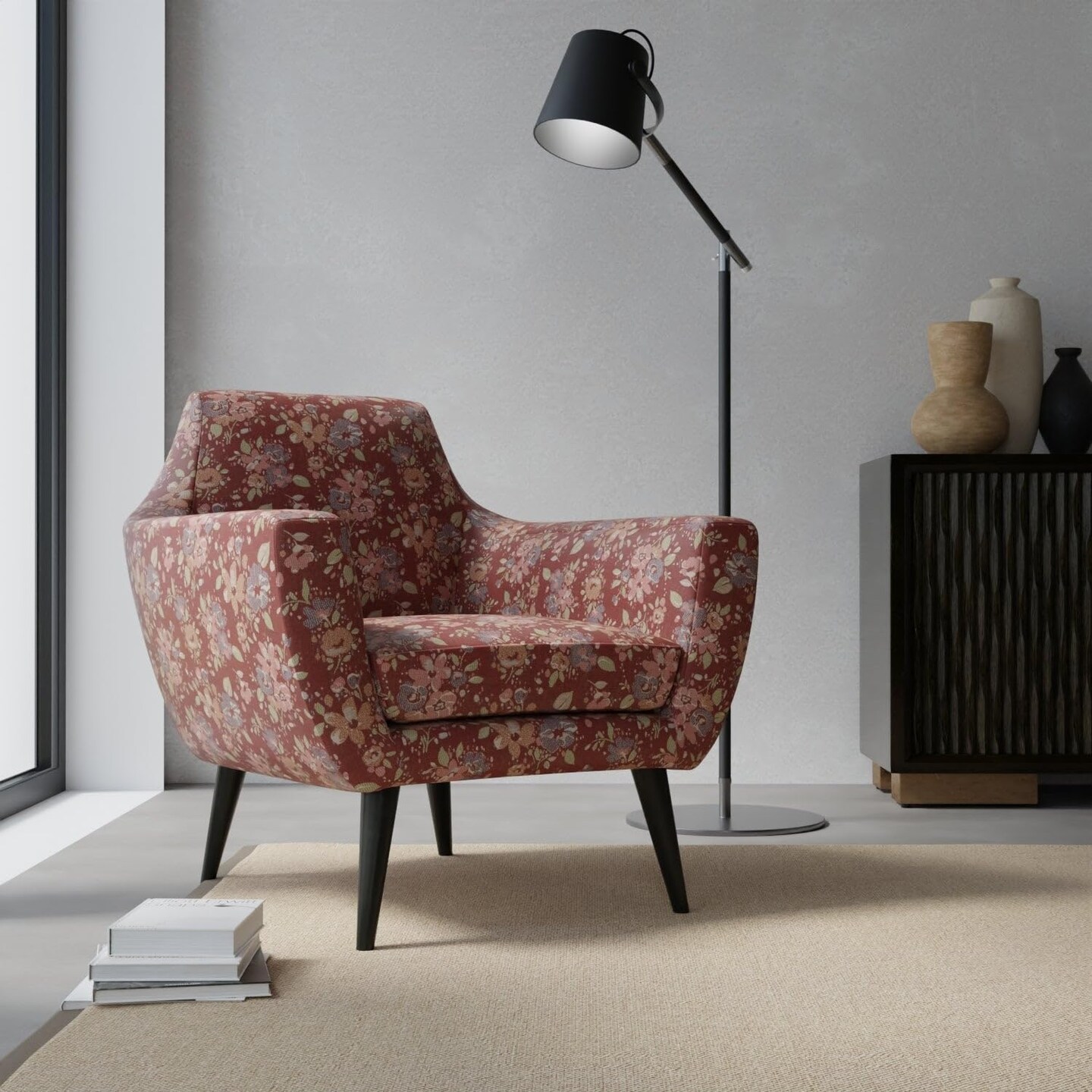 Brown Orange Rust Performance Grade Tapestry Woven Pattern Upholstery Fabric by The Yard - SKU: Granby Persimmon
