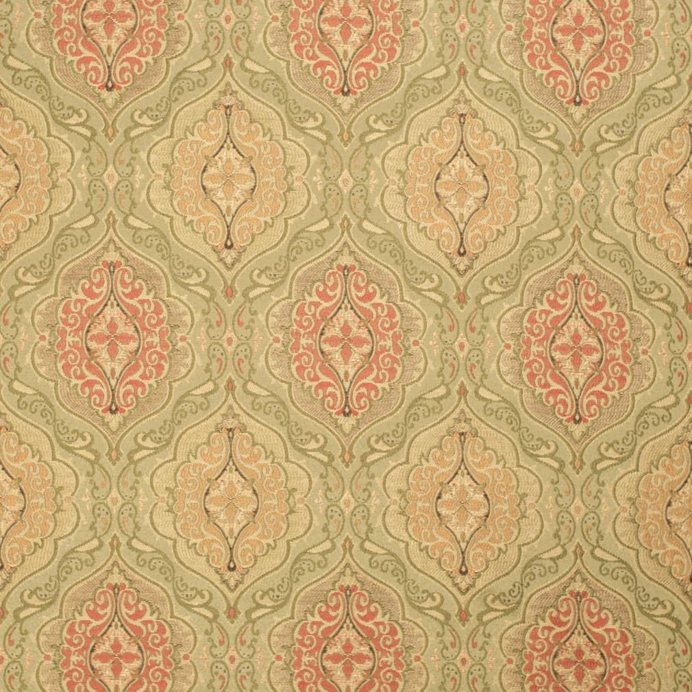 Green Damask Woven Pattern Upholstery Fabric by The Yard - SKU: Franco Meadow