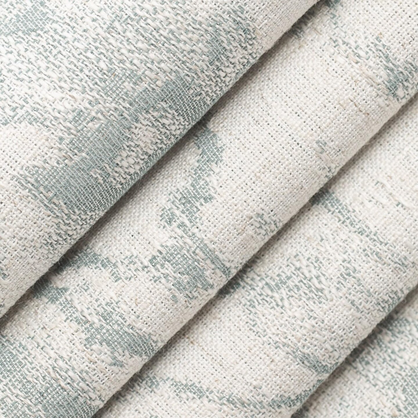 Aqua Teal Performance Grade Abstract Geometric Linen Look Print Upholstery Fabric by The Yard - SKU: Eliza Jade