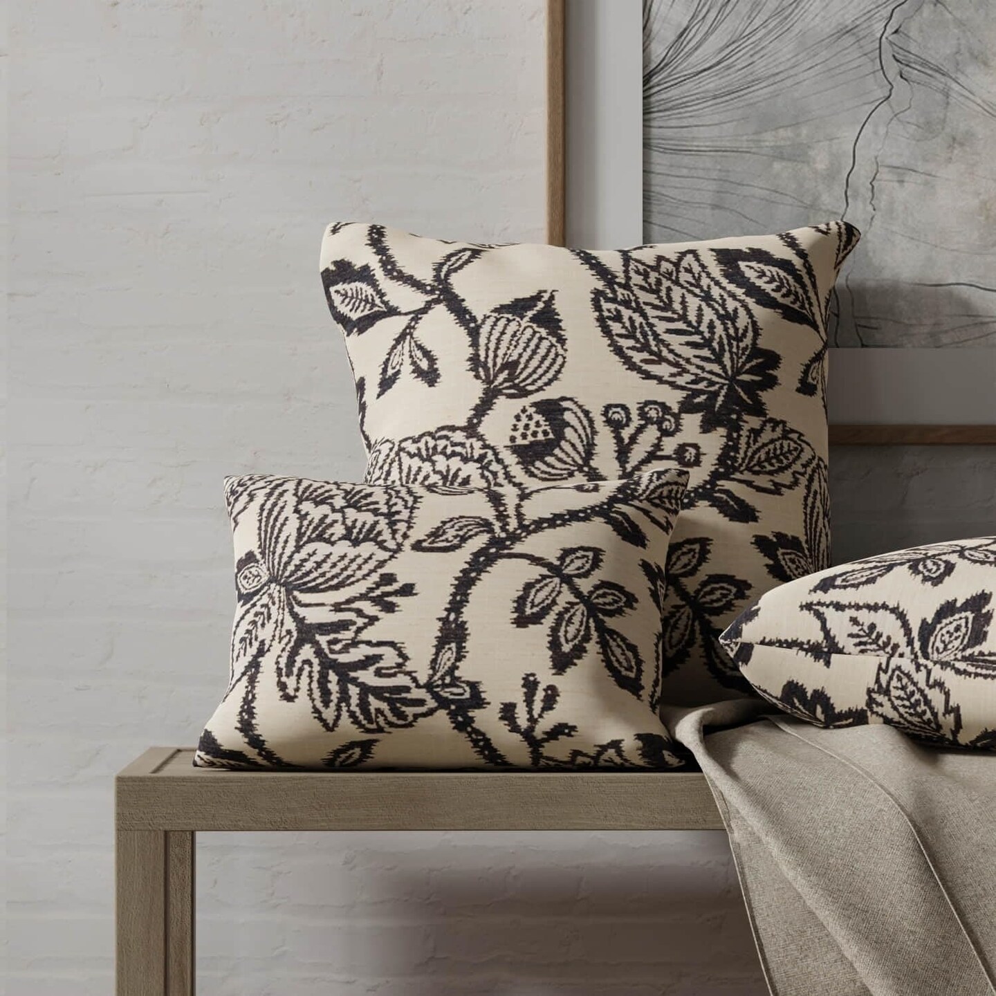 Blue Floral Woven Pattern Upholstery Fabric by The Yard - SKU: Bali Bluestone