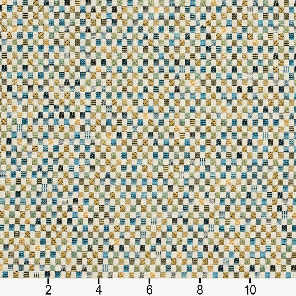 Aqua Green Abstract Geometric Woven Pattern Upholstery Fabric by The Yard - SKU: Pickett Teal