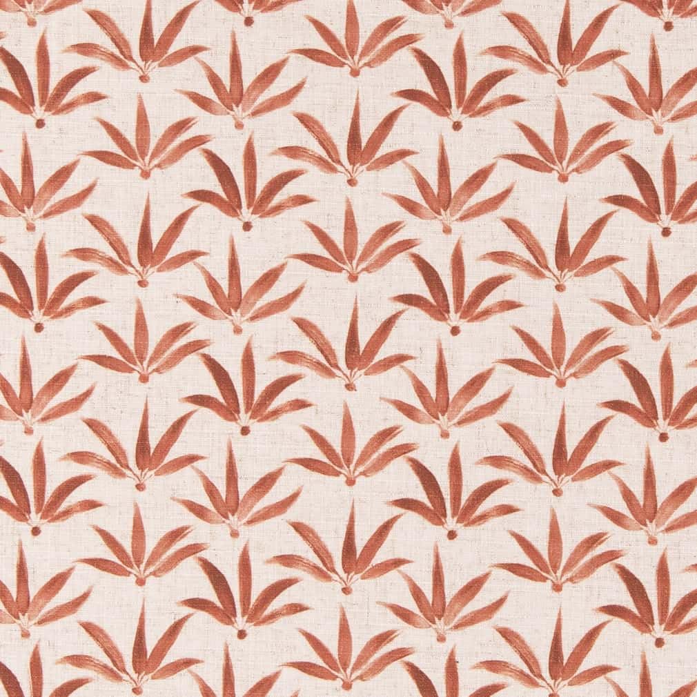 Orange Leaves Linen Look Print Upholstery Fabric by The Yard - SKU: Harmony Paprika