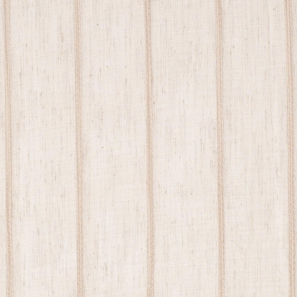 Natural Embroidery Stripe Linen Look Sheer Upholstery Fabric by The Yard - SKU: Laura Taupe