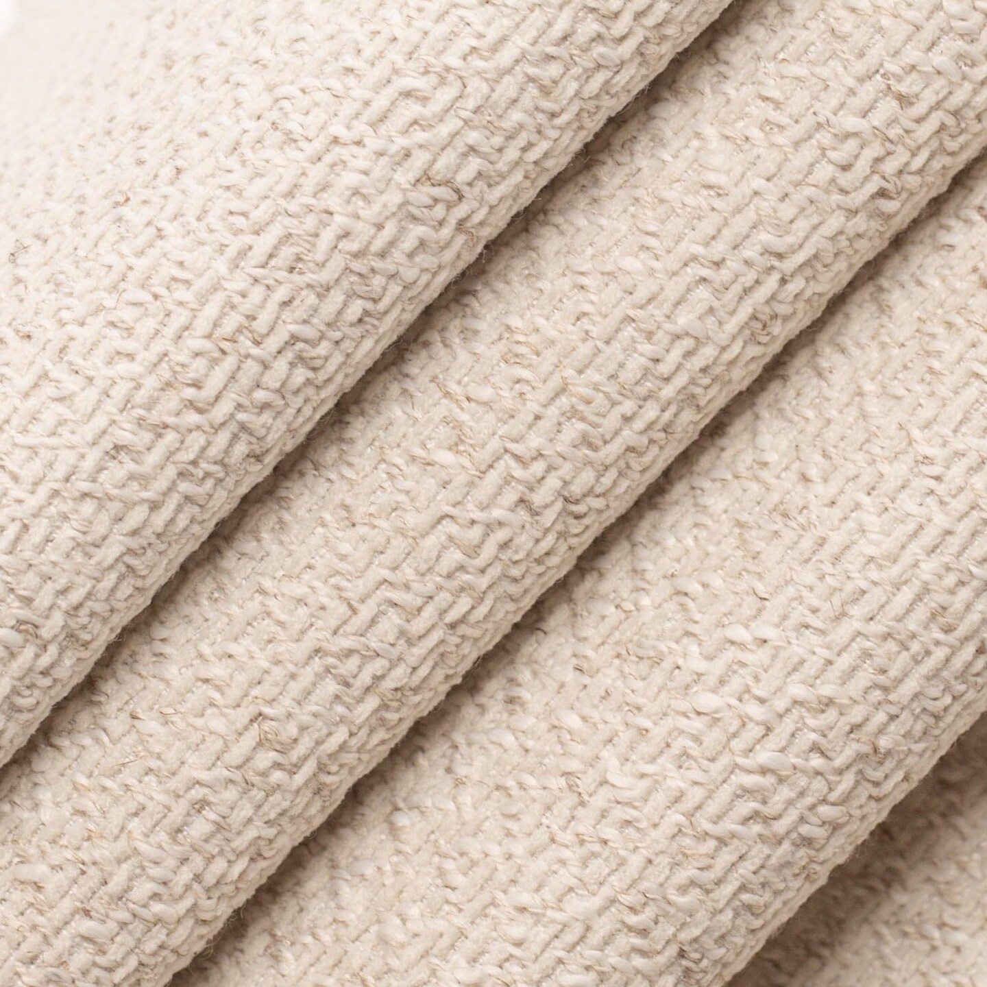Beige Taupe Performance Grade Plain Solid Linen Blend Upholstery Fabric by The Yard - SKU: Bernie Ivory