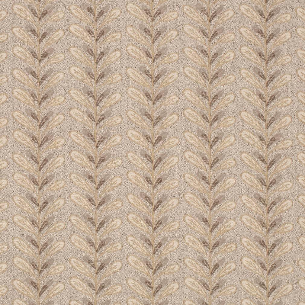 Brown Abstract Leaves Woven Pattern Upholstery Fabric by The Yard - SKU: Echo Flax