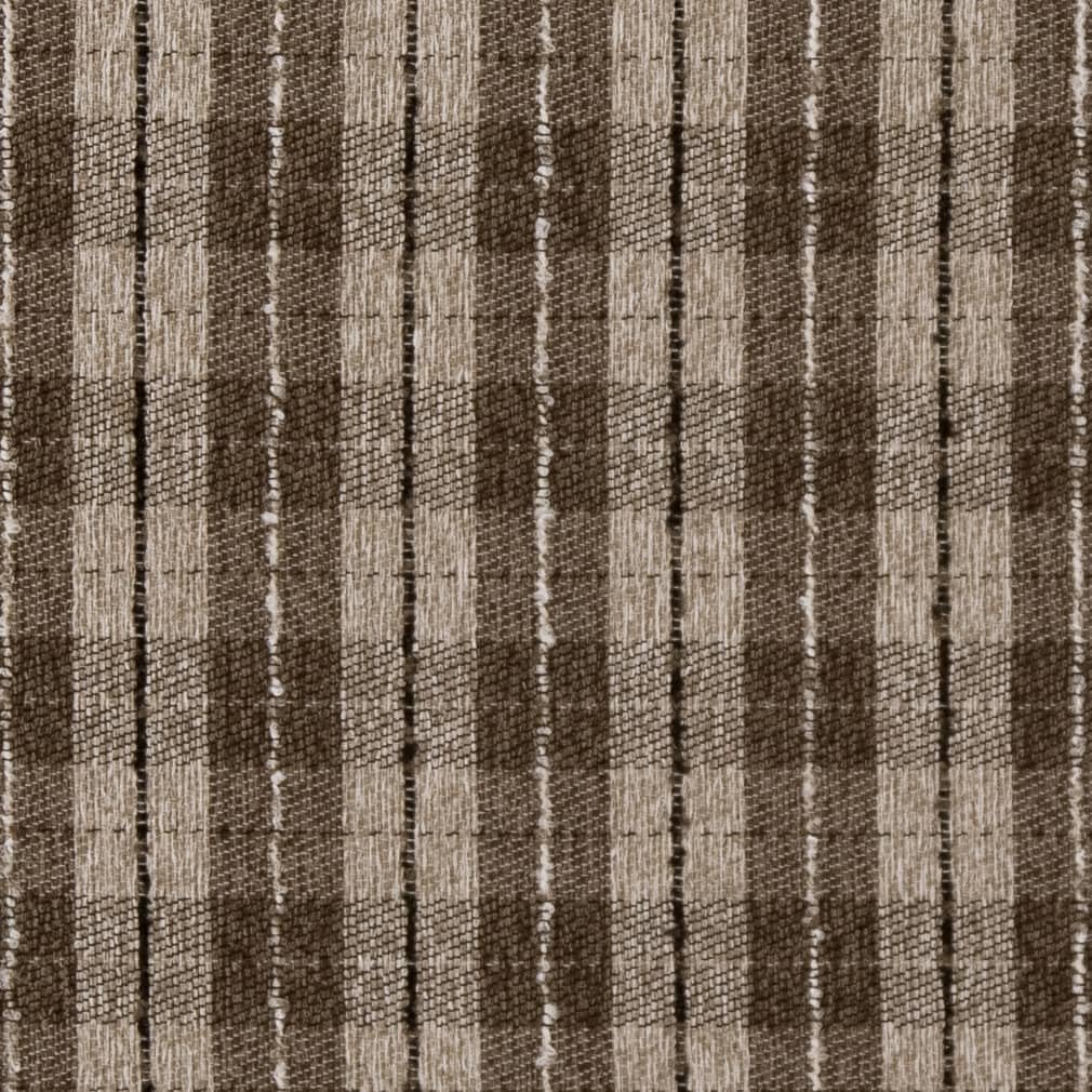 Brown Stain Resistant Performance Pet Friendly Plaid Woven Pattern Upholstery Fabric by The Yard - SKU: Myrtle Cocoa