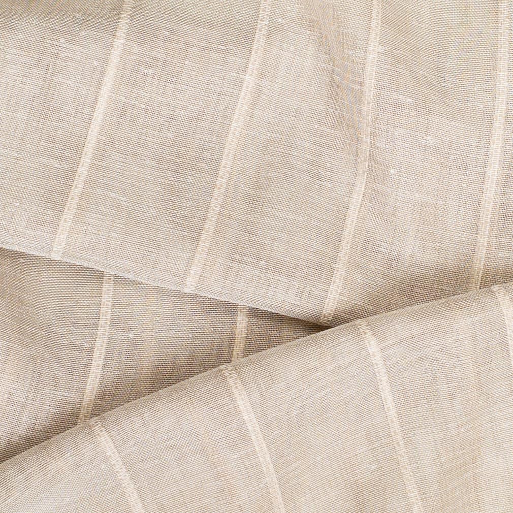 Natural Embroidery Stripe Linen Look Sheer Upholstery Fabric by The Yard - SKU: Laura Taupe