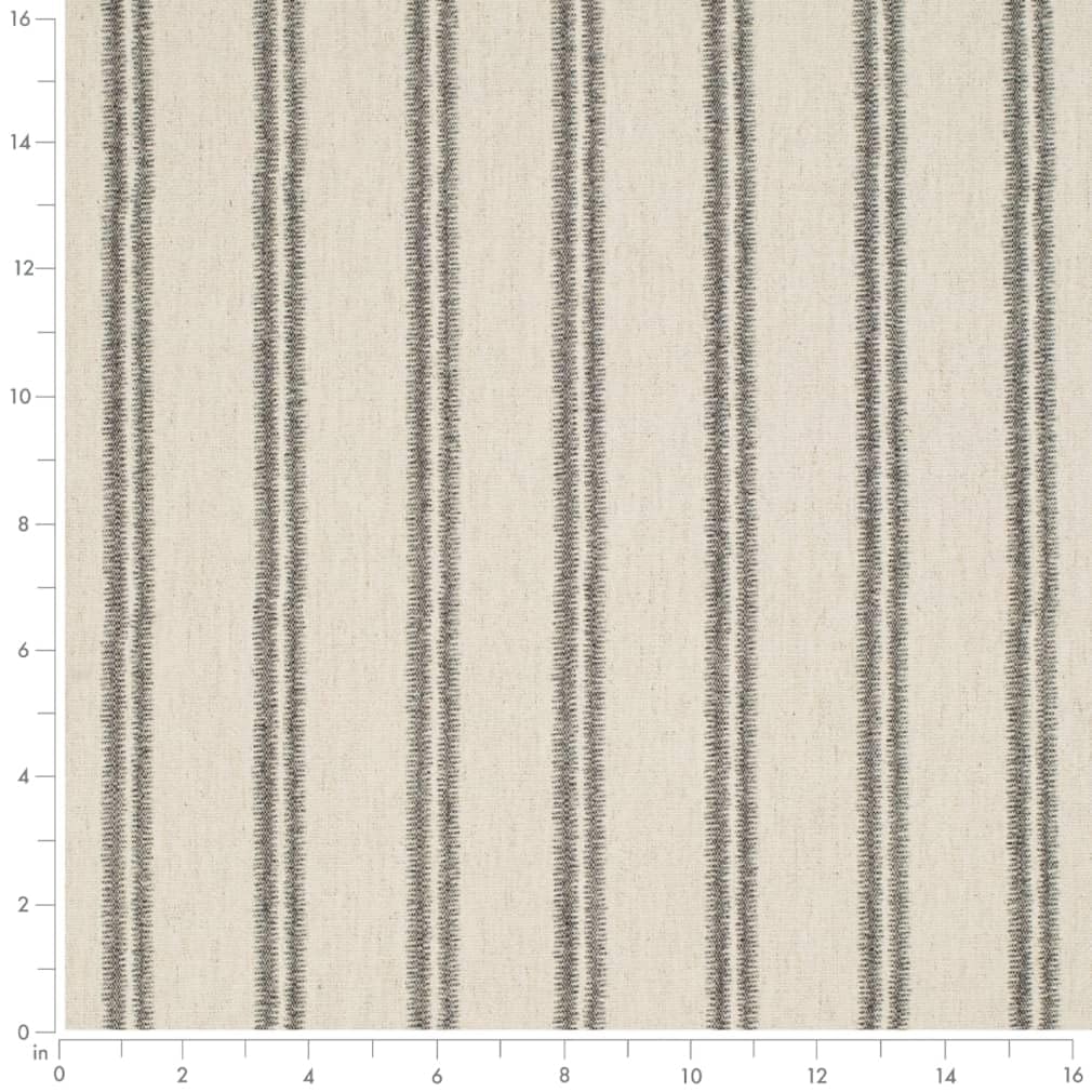 Black & Beige Global Stripe Print Cotton Linen Blend Upholstery Fabric by The Yard - SKU: Denny Iron