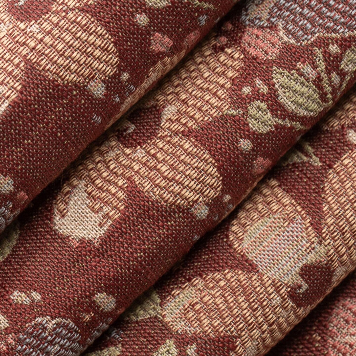 Brown Orange Rust Performance Grade Tapestry Woven Pattern Upholstery Fabric by The Yard - SKU: Granby Persimmon