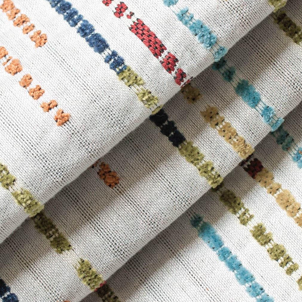 Blue Green Orange Abstract Woven Pattern Upholstery Fabric by The Yard - SKU: Natasha Confetti