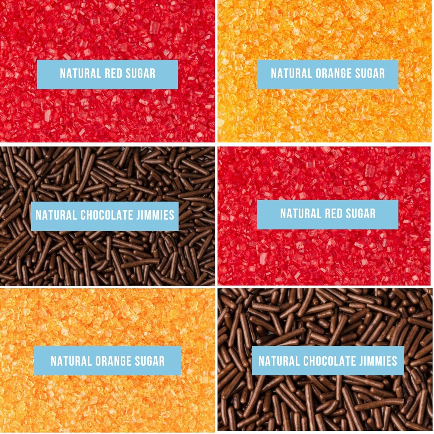 Natural Fall Sprinkles 6-Cell Jar – 2.75 oz | Dye-Free Chocolate Jimmies & Red & Orange Sanding Sugars(Fall)