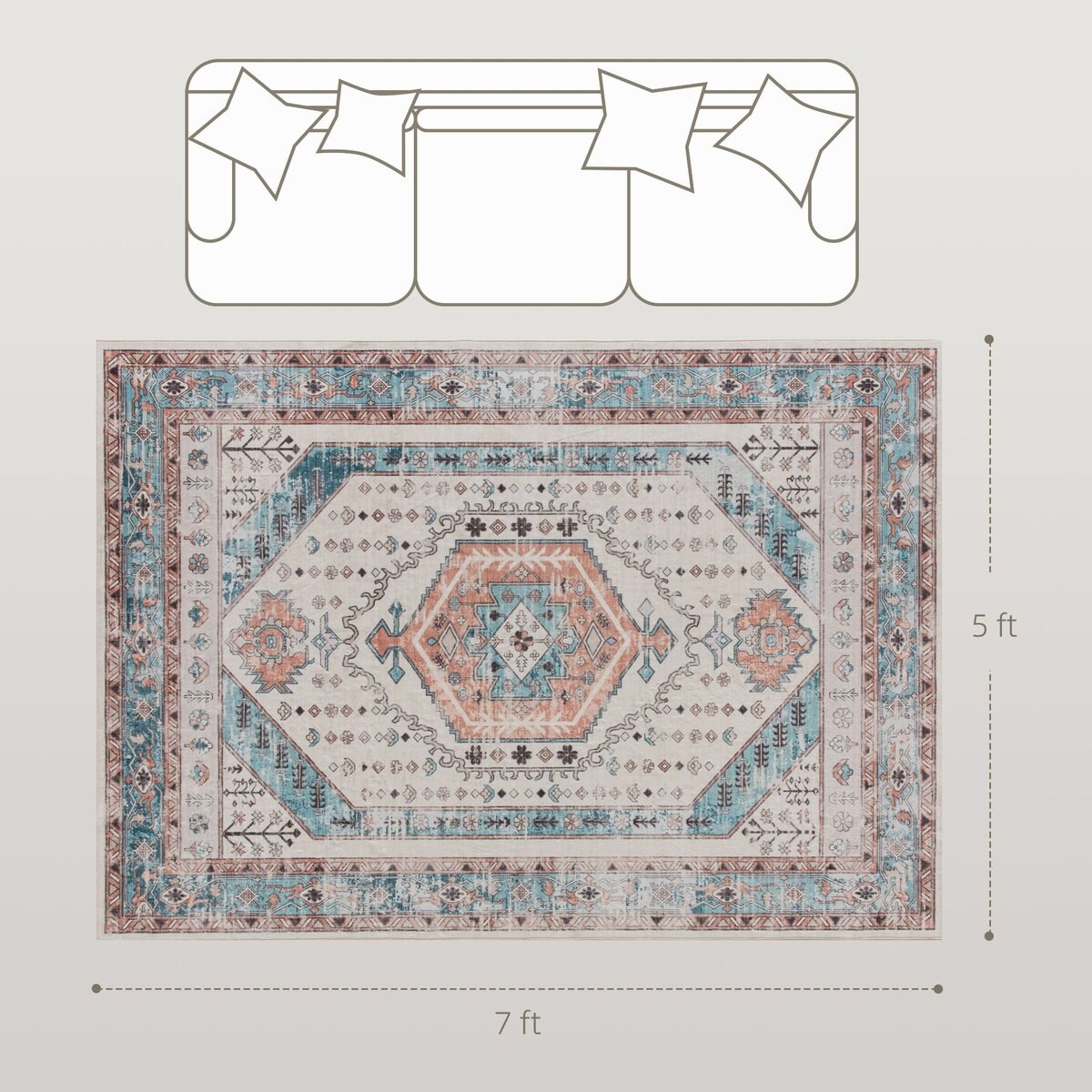 Edge Collections - 60&#x22; x 84&#x22; - Brown - Vintage Distressed Area Rug!