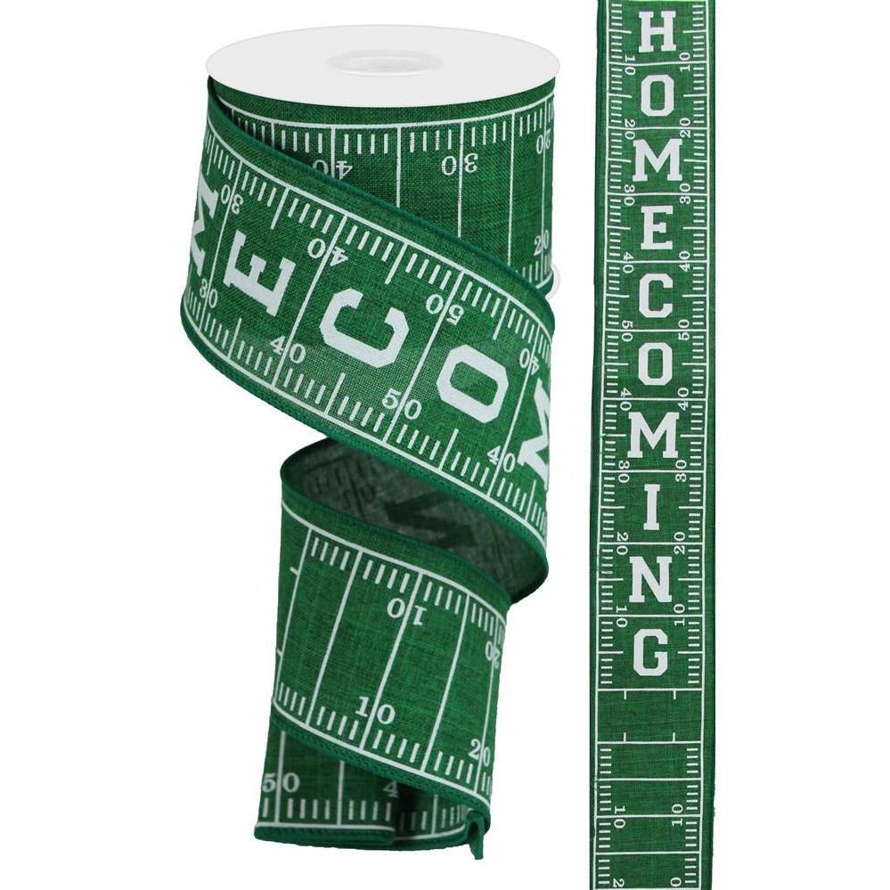 2.5&#x22; Football Field Homecoming Ribbon: Green (10 Yards)