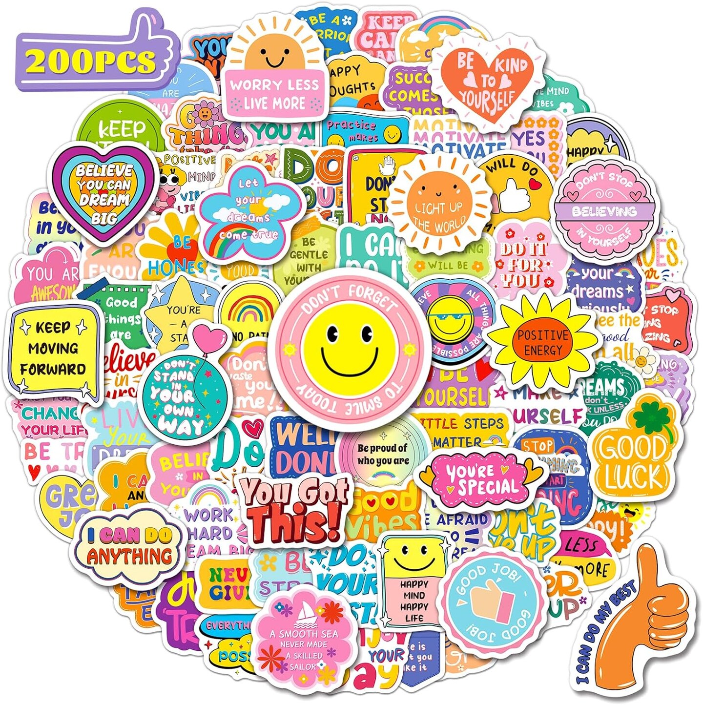 200 Pcs Motivational Stickers, Inspirational Quotes Stickers