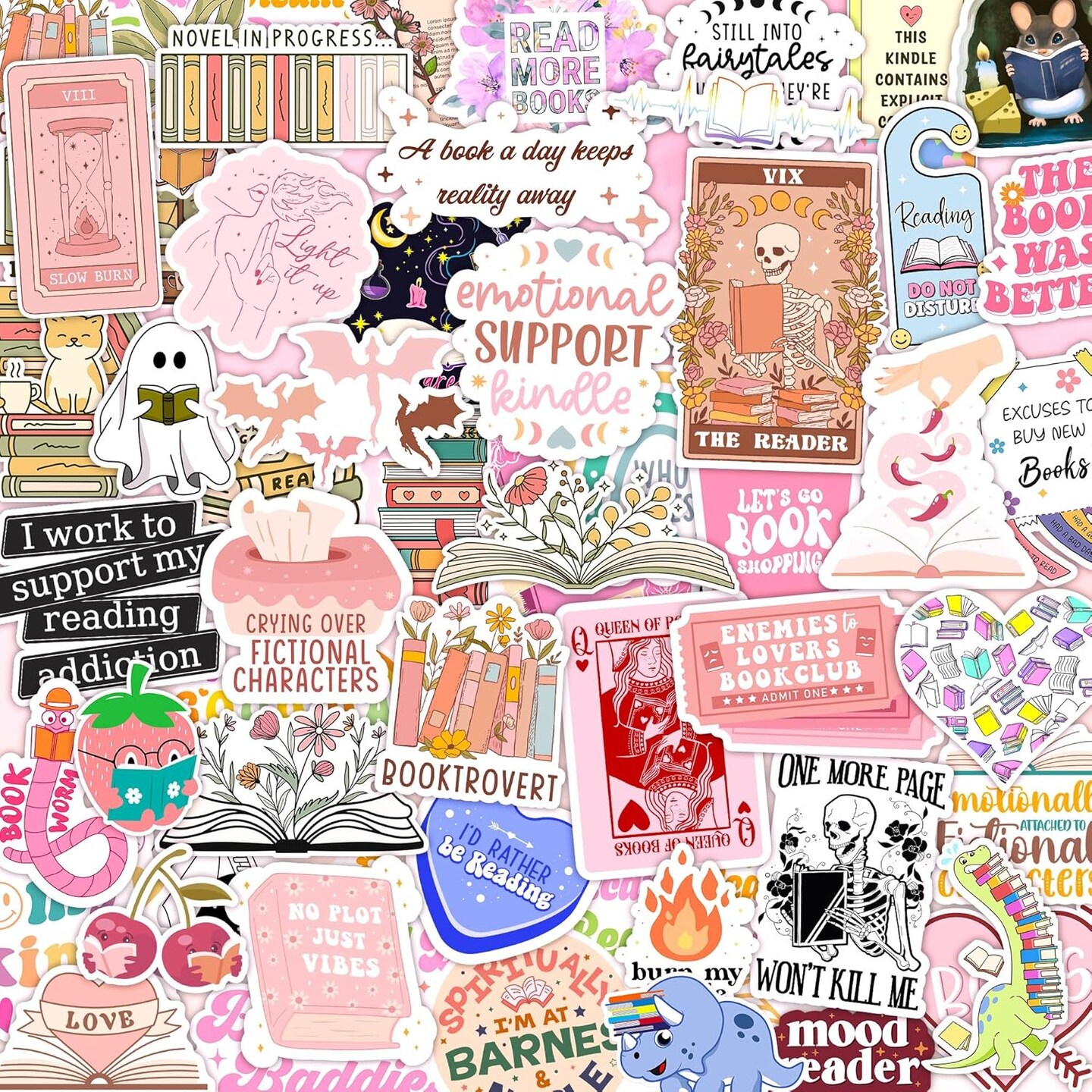 100 PCS Book Stickers for Kindle, Bookish Sticker Pack
