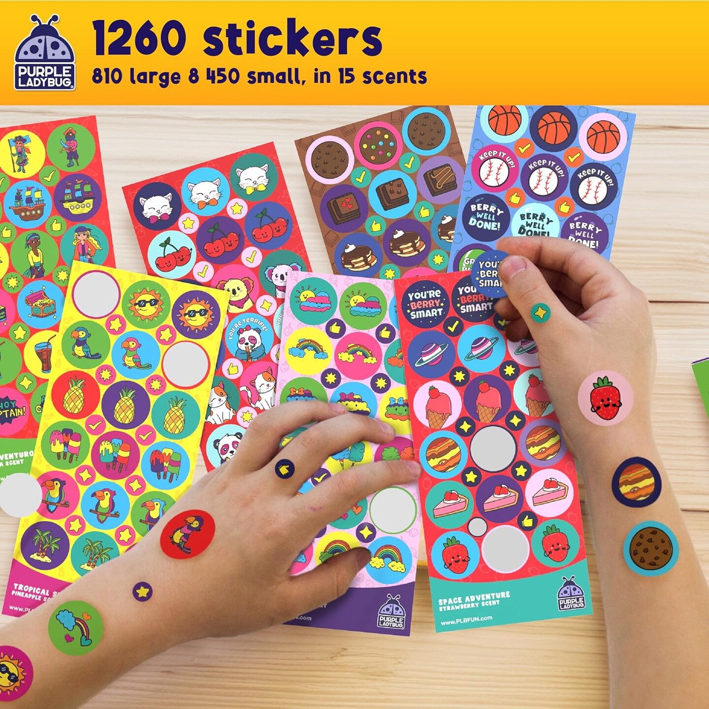 1260 Variety Scratch and Sniff Stickers - 15 Unique Scents - Fun and Motivational