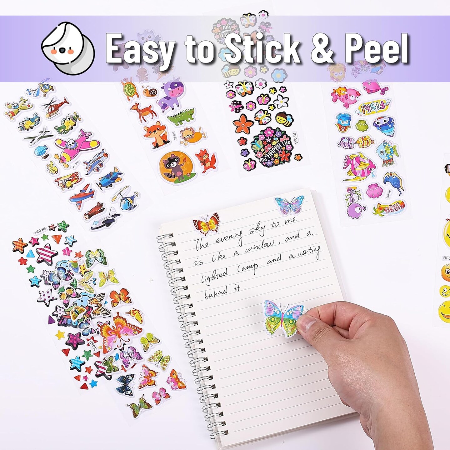3D Stickers for Kids, 40 Sheets, 794 pcs, Puffy Stickers for Kids Stickers