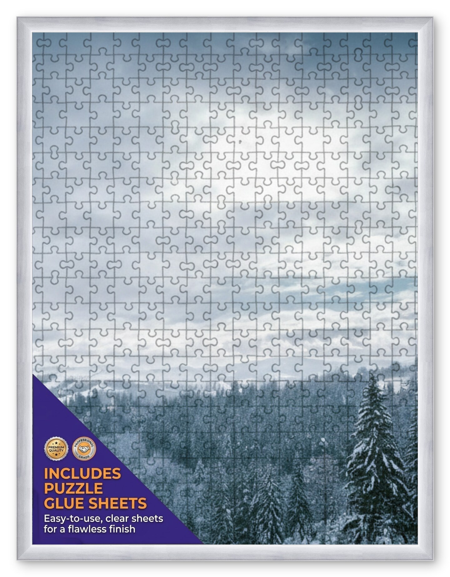 CustomPictureFrames.com Solid Wood Round Mat Puzzle Frame - Multiple Sizes - Black Precision-Cut Mat - Adhesive Preservation Sheets - Assembled in USA Made in the USA