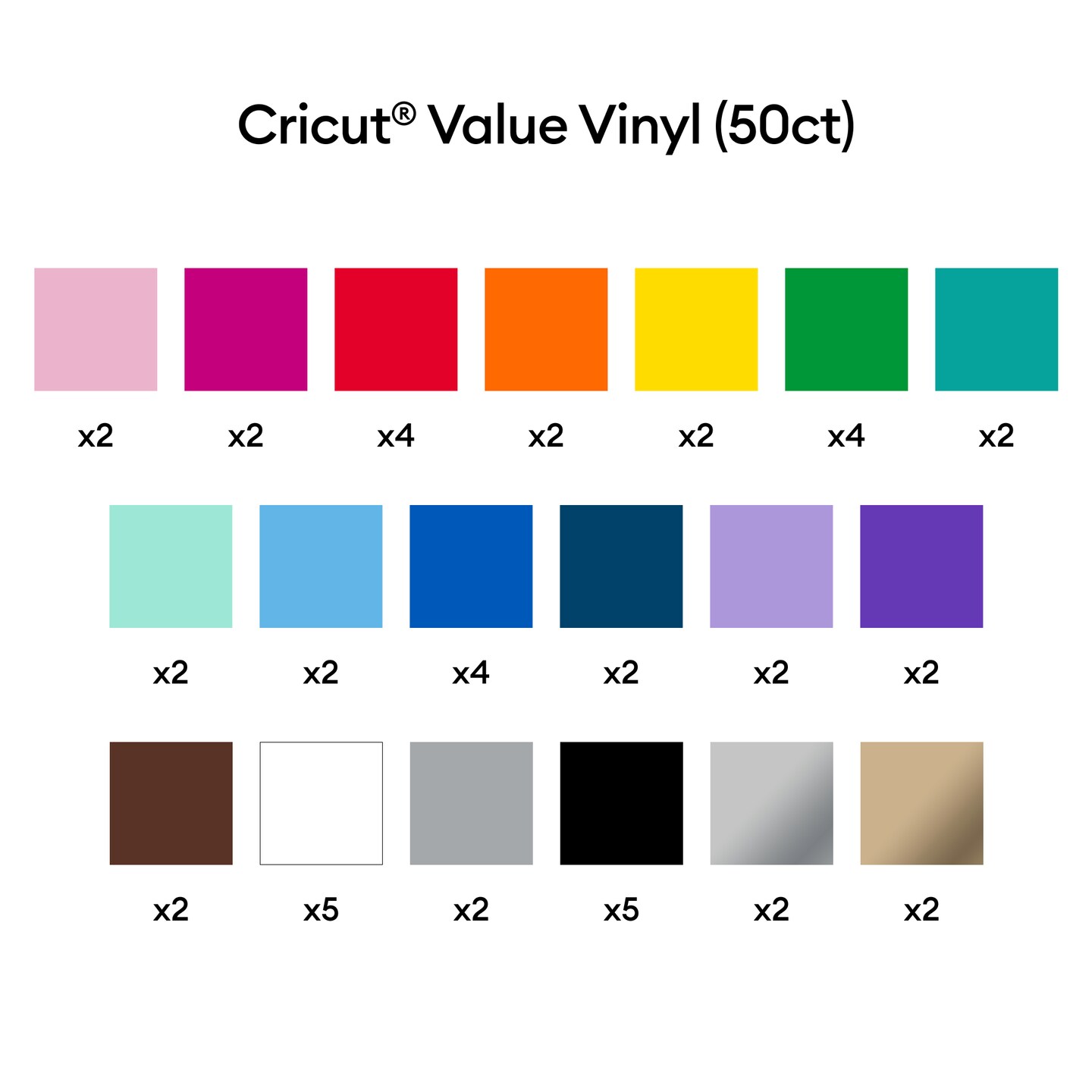 Cricut Value Vinyl, Rainbow Sampler (50 ct)