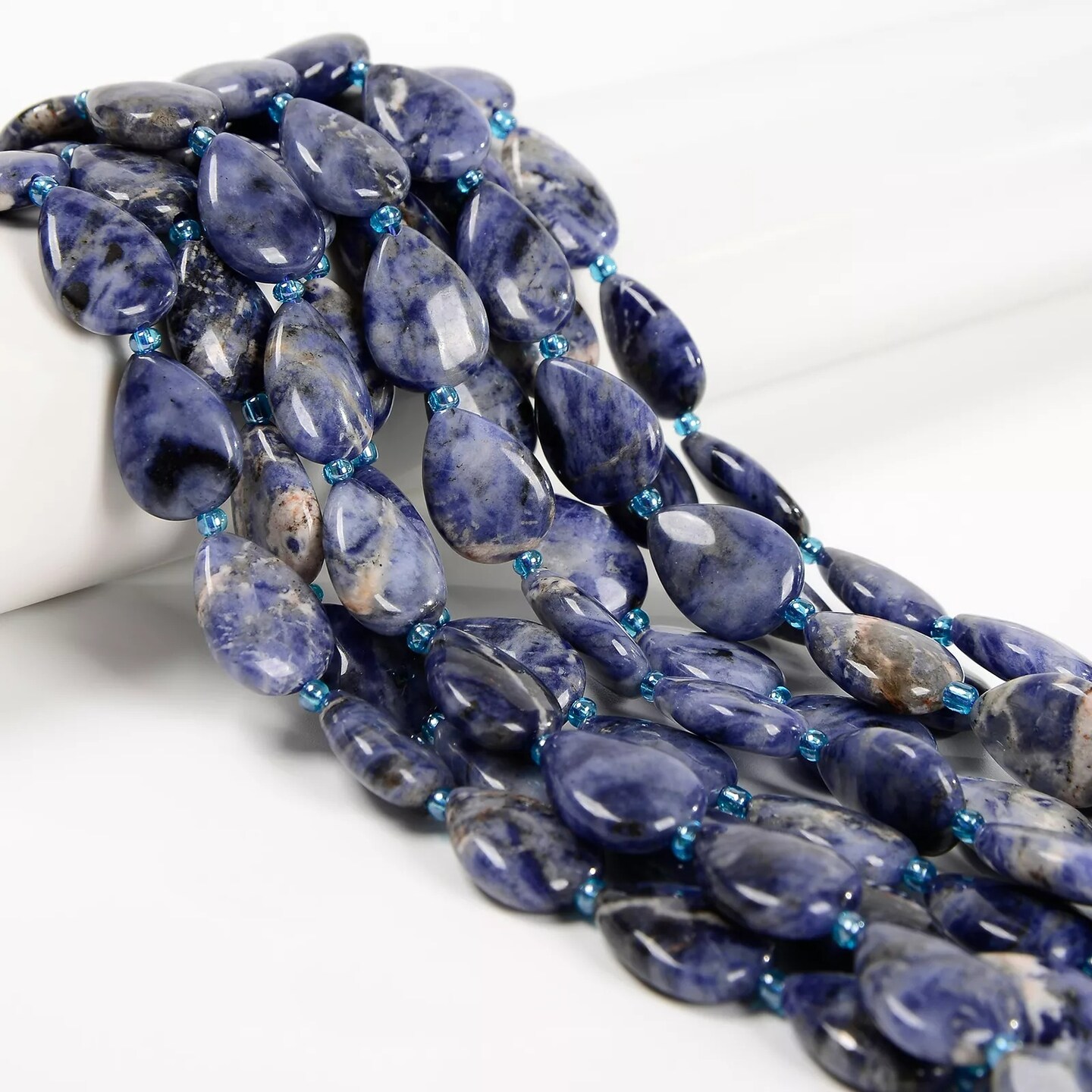 Natural White Sodalite Smooth Flat Teardrop Beads Size 13x18mm 15.5'' Strand