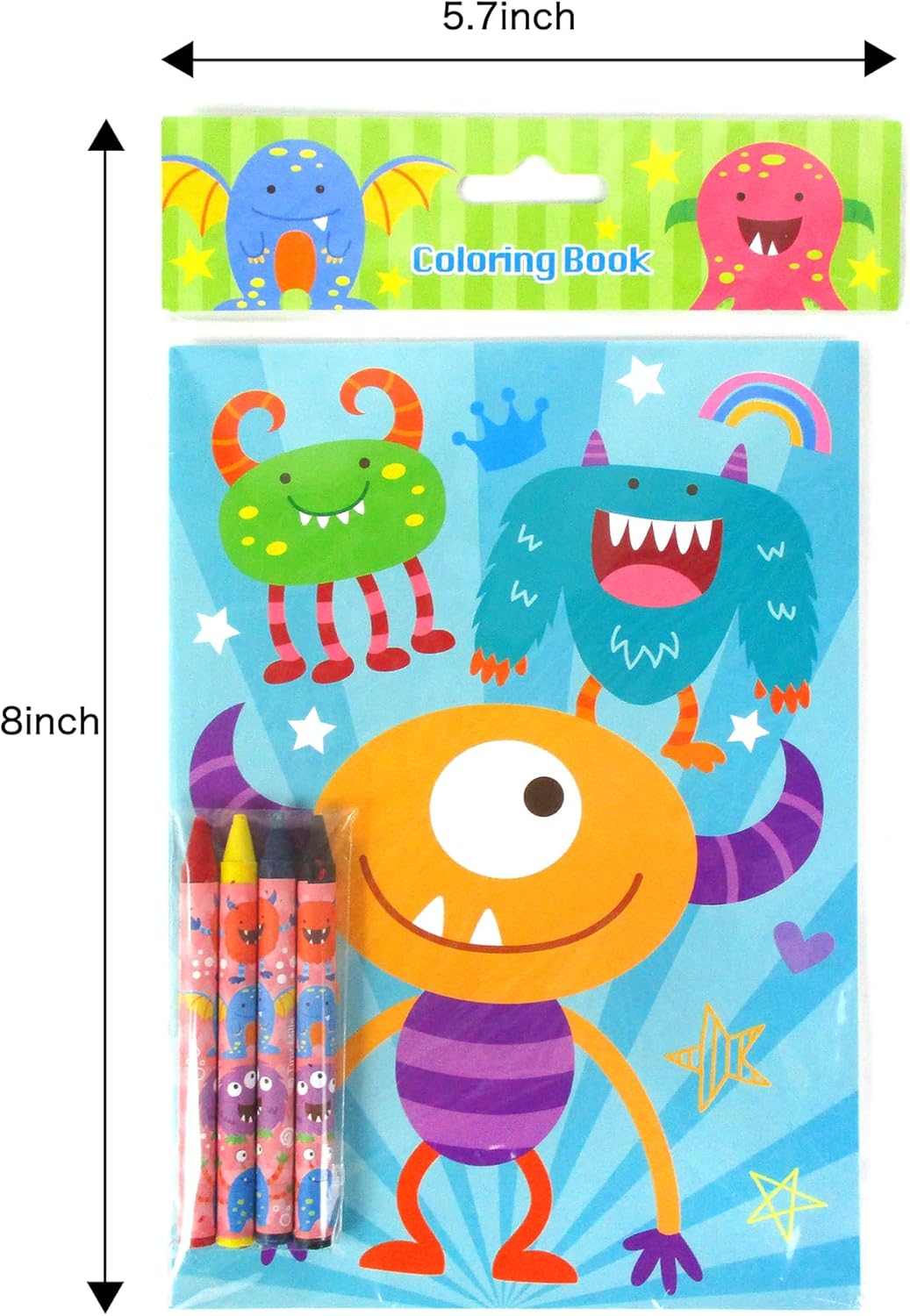 TINYMILLS Monster Coloring Book Set with 12 Coloring Books and 48 Crayons Monster Birthday Party Favor Bag Filler Carnival Prizes Rewards Classroom Party Halloween Favors